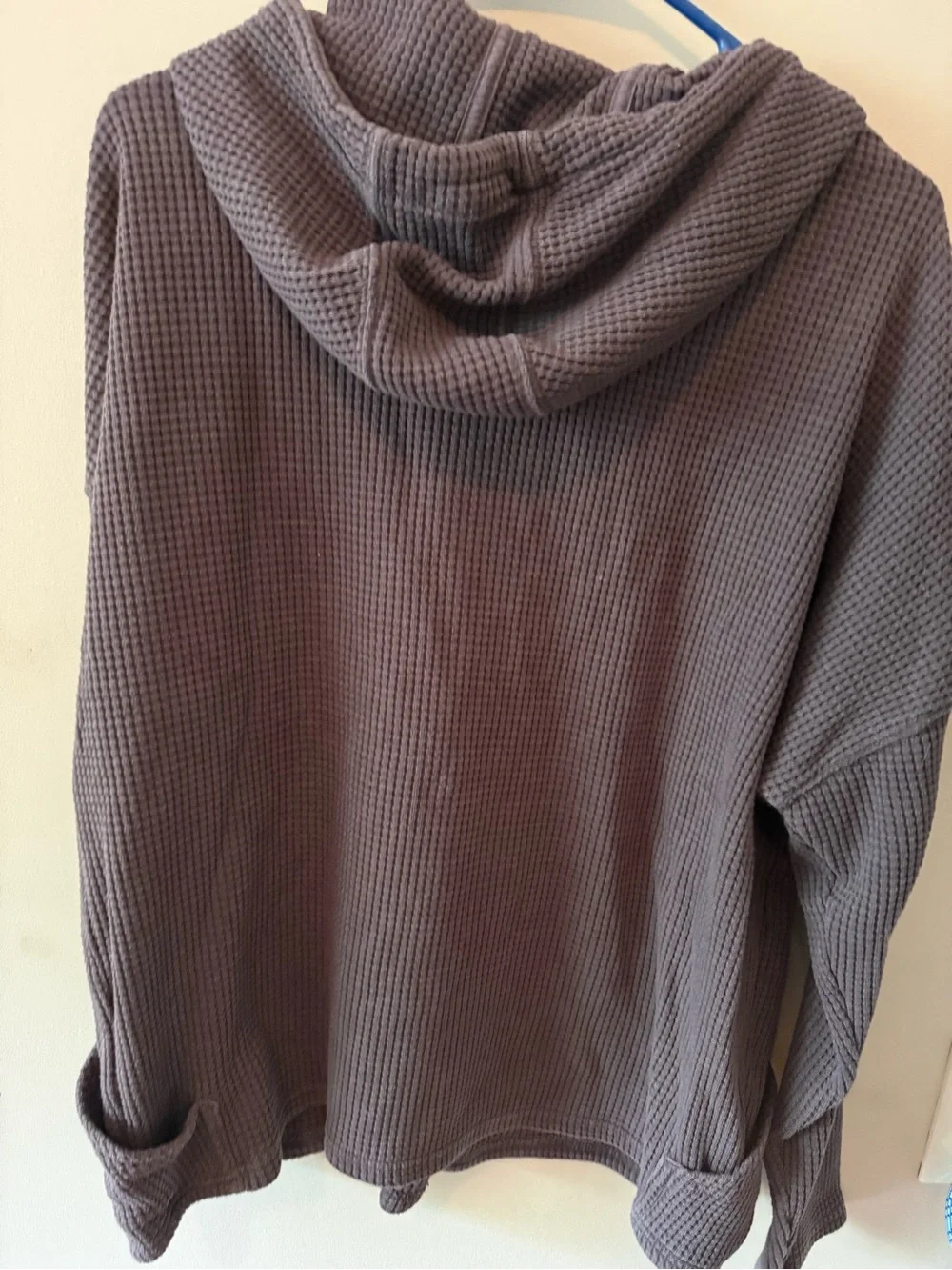 Carhartt Women's Waffle-Knit Pullover Hoodie in Plum - Picture 3 of 3